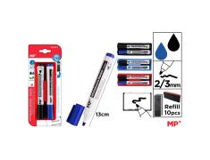 Pack de Marcadores de Pizarra Azul y Negro con Borrador
