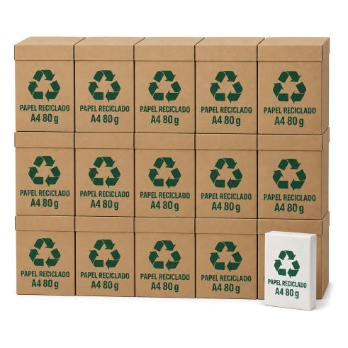 Papel A4 reciclado 80 g · 15 cajas de folios (37.500 hojas)