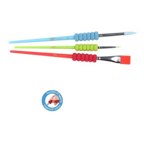Pincel Infantil Fácil Agarre 3u (Rojo/Verde/Azul)