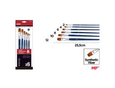 Pincel Profesional Azul Brocha Plana 6 Unidades