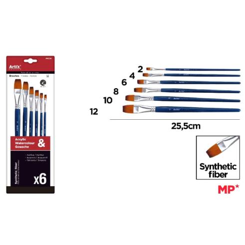 Pincel Profesional Azul Brocha Plana 6 Unidades