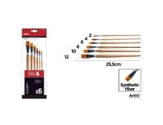 Pincel Profesional Natural Brocha Plana 6 Unidades