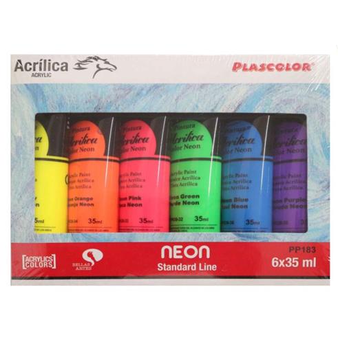 PINTURA ACRILICA 6 TUBOS COLORES FLUORESCENTES 35ML ARTIX