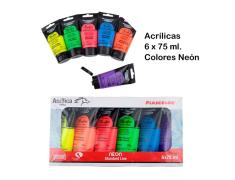 PINTURA ACRILICA 6 TUBOS COLORES FLUORESCENTES 75ML ARTIX