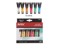 PINTURA ACRILICA 6 TUBOS COLORES METÁLICOS 35ML ARTIX