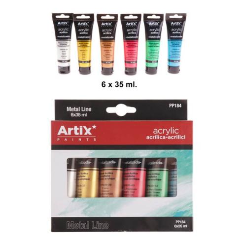 PINTURA ACRILICA 6 TUBOS COLORES METÁLICOS 35ML ARTIX