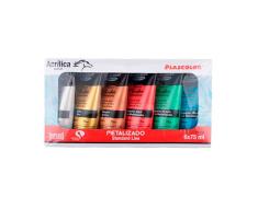 PINTURA ACRILICA 6 TUBOS COLORES METALIZADOS 75ML
