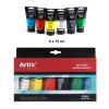 PINTURA ACRILICA 6 TUBOS COLORES SATINADOS 75ML ARTIX