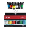 PINTURA ACRILICA 6 TUBOS COLORES SATINADOS 75ML ARTIX