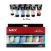 PINTURA ACRILICA 6 TUBOS COLORES SATINADOS PASTEL 75ML ARTIX