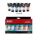 PINTURA ACRILICA 6 TUBOS COLORES SATINADOS PASTEL 75ML ARTIX