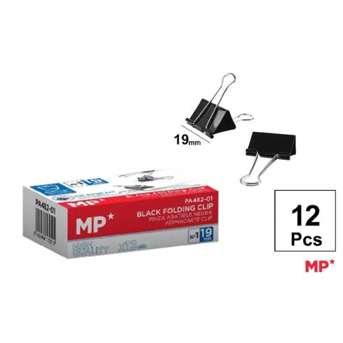 Pinza Abatible Negro 19 mm 12 Uds.