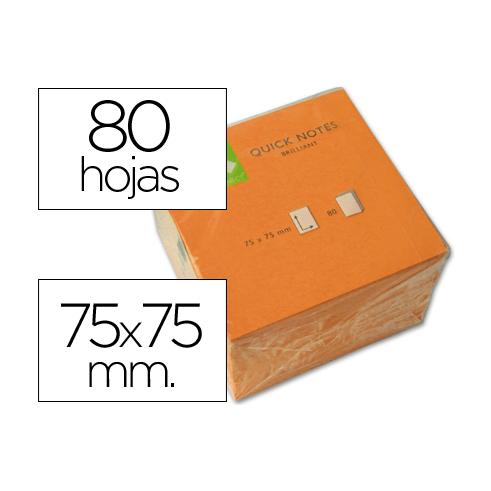 Q-CONNECT BLOC 80 NOTAS REPOSICIONABLES 76 X 76 MM NARANJA NEON
