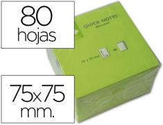 Q-CONNECT BLOC 80 NOTAS REPOSICIONABLES 76 X 76 MM VERDE NEON