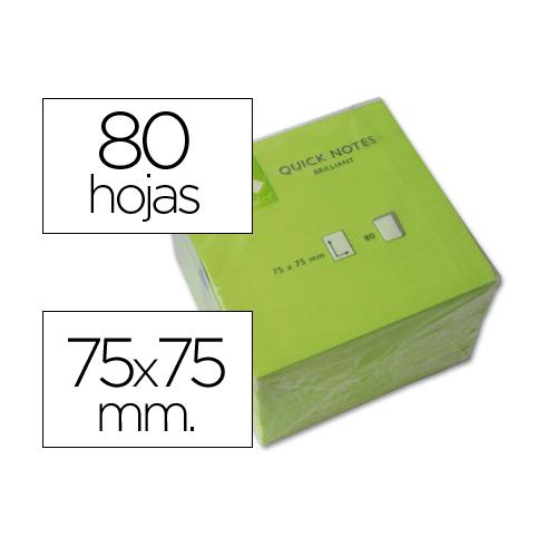 Q-CONNECT BLOC 80 NOTAS REPOSICIONABLES 76 X 76 MM VERDE NEON