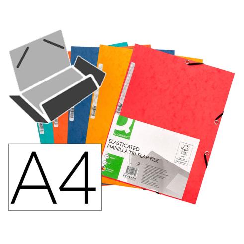 Q-CONNECT CARPETA CON GOMAS COLORES FORMATO FOLIO