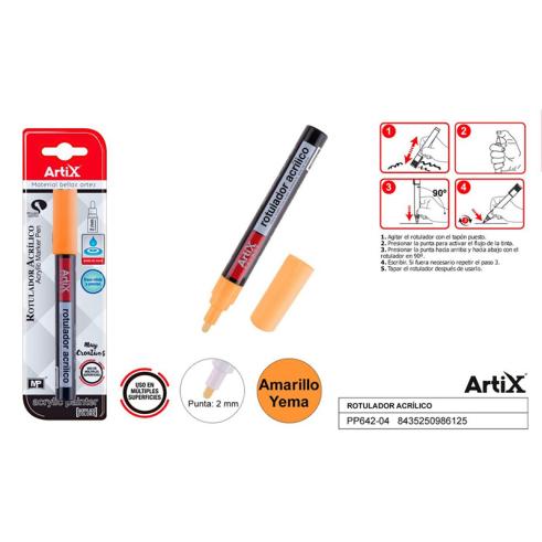 ROTULADOR PINTURA ACRILICA AMARILLO YEMA ARTIX