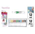 Set de 12 Tubos de Pintura Textil Artix