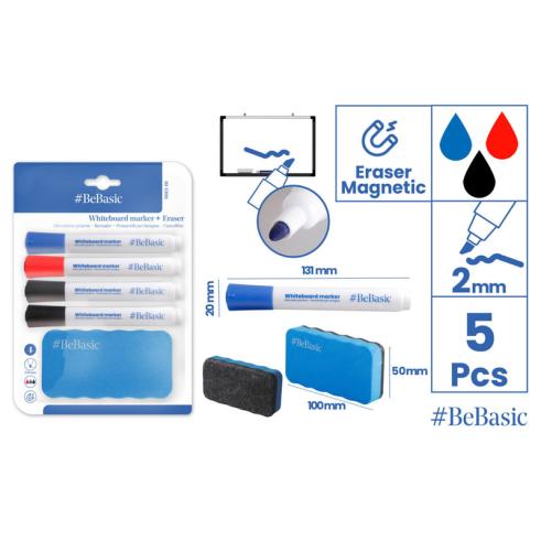 Set de Marcadores de Pizarra Y Borrador BeBasic