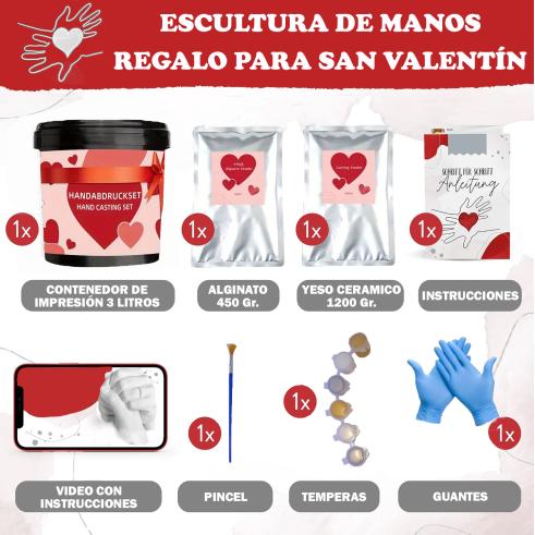 Set para Molde de Manos Pareja - Escultura de manos - Alginato para molde de manos
