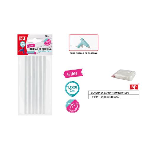 SILICONA EN BARRA 11MM*20CM 6UDS
