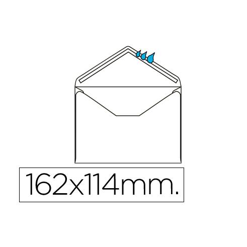 SOBRE LIDERPAPEL n.21 BLANCO c6 114x162 mm ENGOMADO. SOLAPA DE PICO. CAJA DE 500 UNIDADES