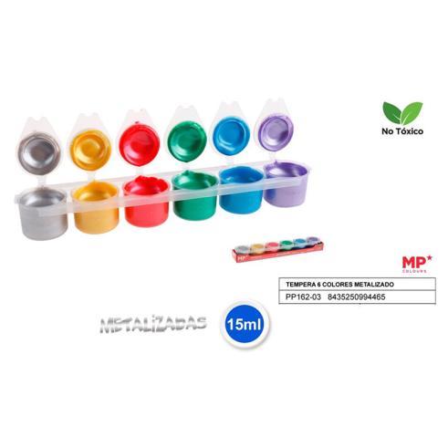 TEMPERAS 6 COLORES METALIZADO MP