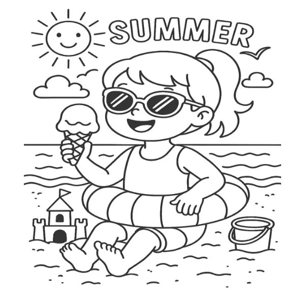 dibujo playa verano 2