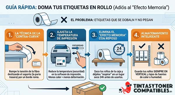 Infografía trucos etiquetas curvadas efecto memoria