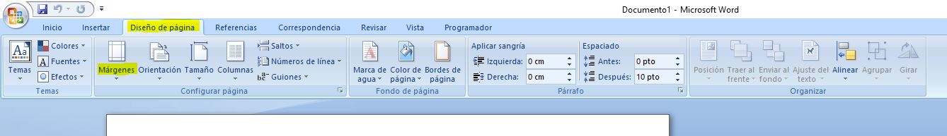 como poner margenes en word​