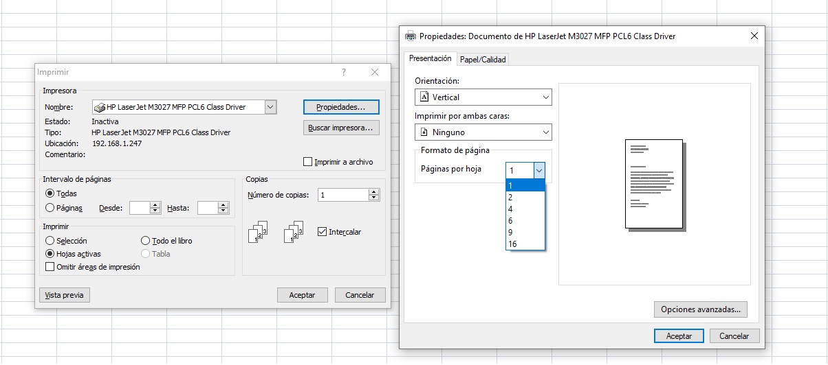 como imprimir varias paginas de excel en una sola hoja